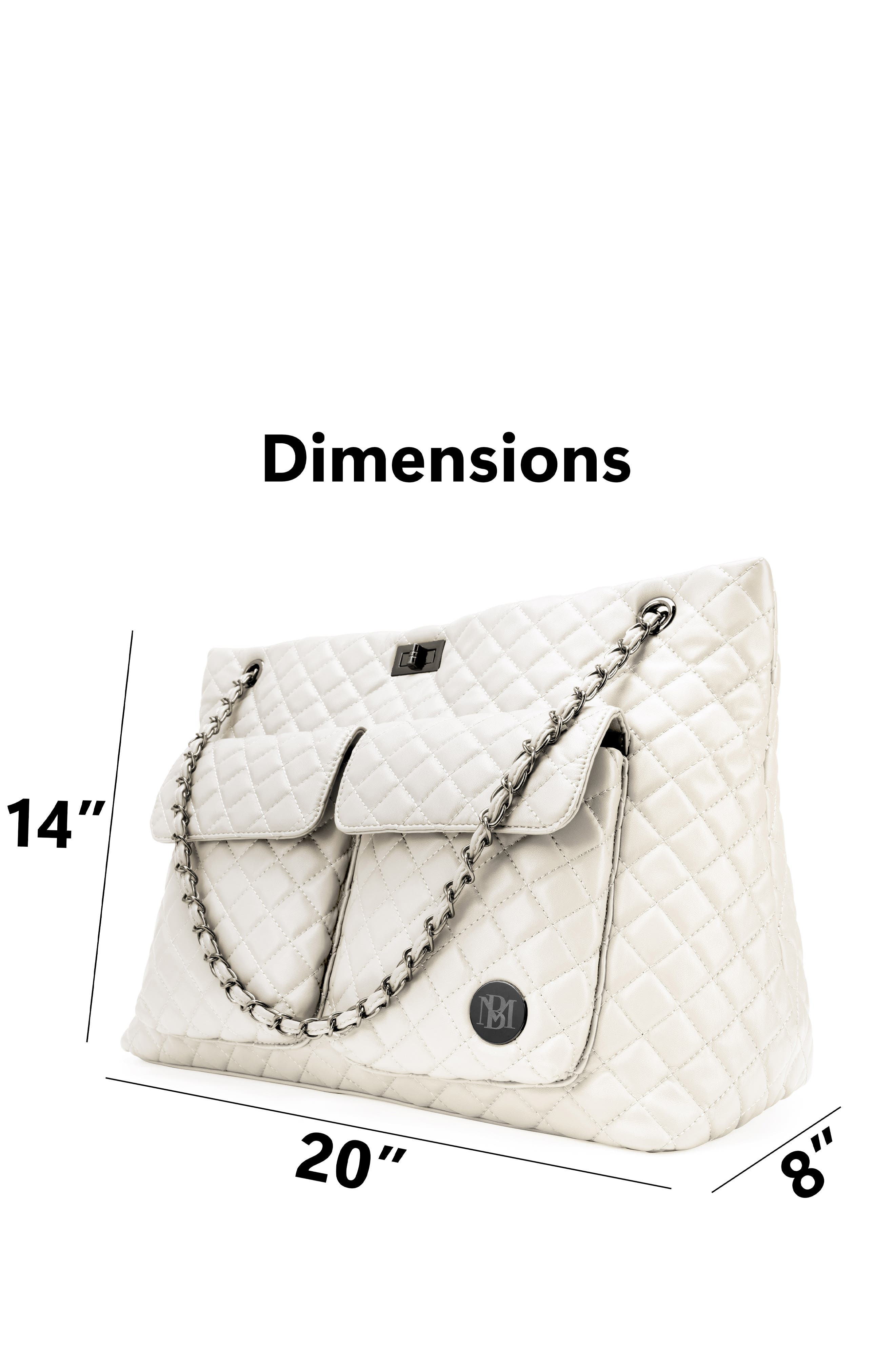 BADGLEY MISCHKA Diana XL Quilted Vegan Leather Travel Weekender Duffel Bag, Alternate, color, Cream