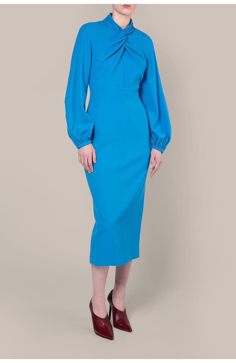 Roksanda Rima Long Sleeve Fitted Midi Dress, Alternate, color, 53Turquiose