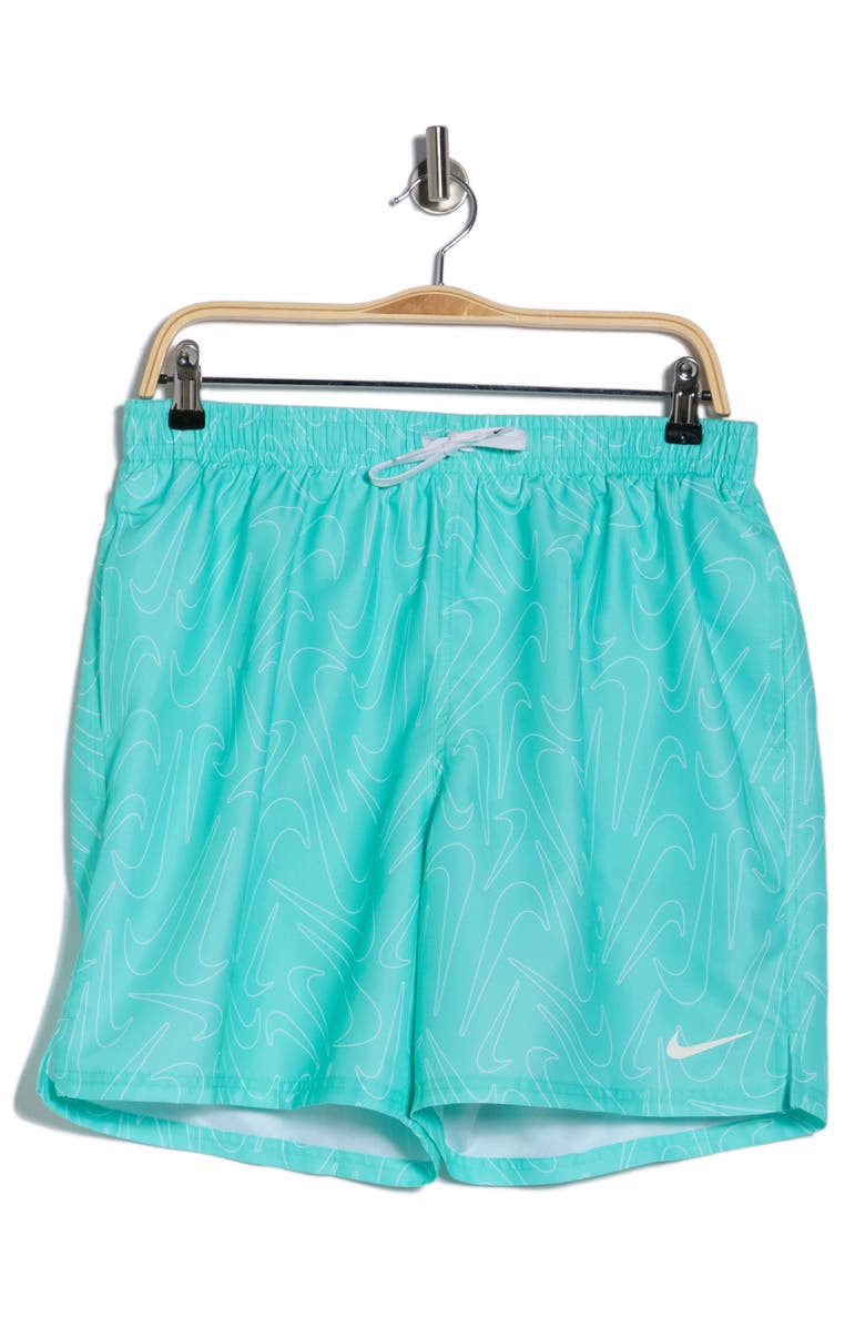 Nike Breaker Tossed Swoosh Swim Trunks, Main, color, 