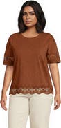 Lands' End Short Sleeve Slub Jersey Cutwork T-Shirt