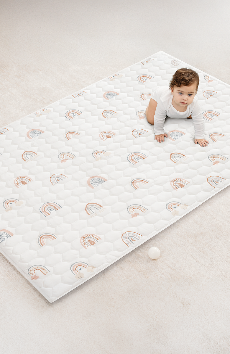 Comfy Cubs Premium Play Mat with Non-Slip Bottom, Rectangle, Alternate, color, Rainbow
