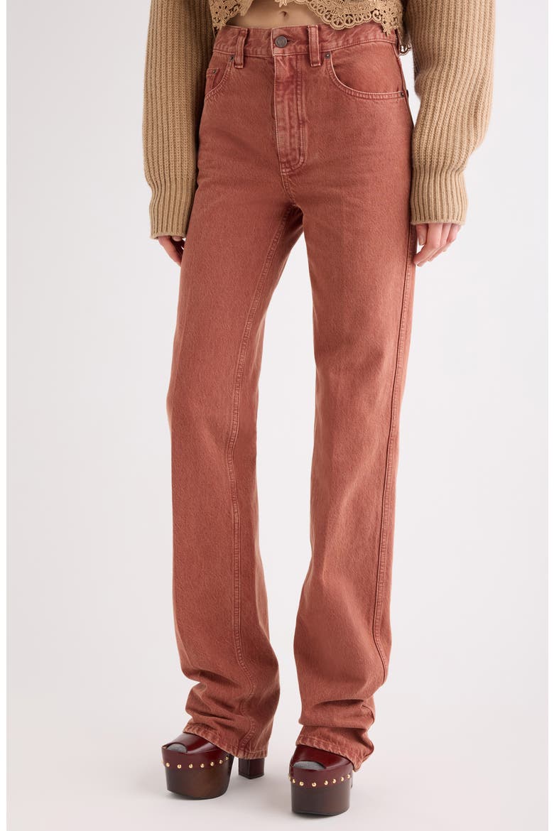 Garment Dyed Straight Leg Jeans, Alternate, color, CRIMSON BROWN