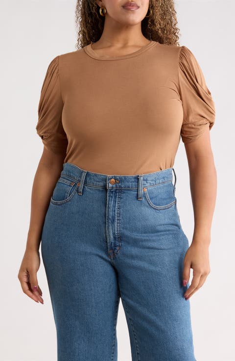 Ruched Sleeve Top (Plus)