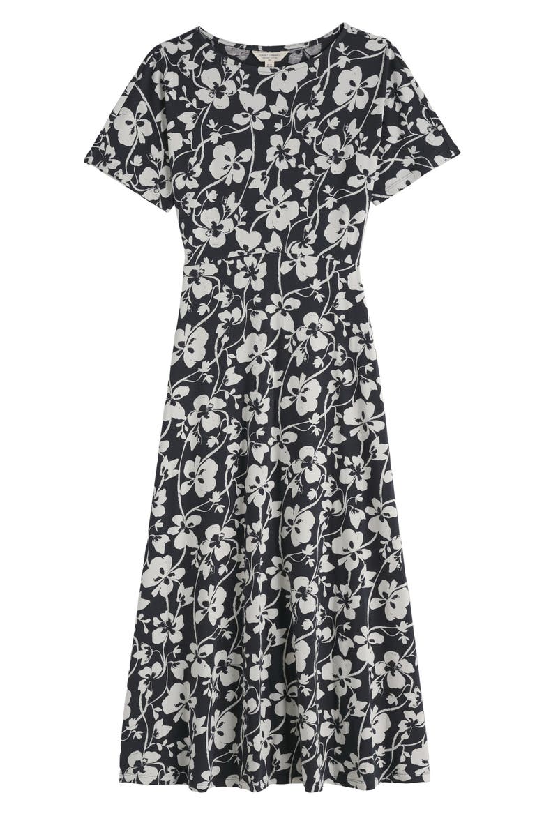 Mirva Floral Stretch Organic Cotton Jersey Midi Dress, Alternate, color, MALLOW VINE INKWELL