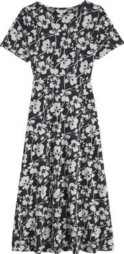 Seasalt Cornwall Mirva Floral Stretch Organic Cotton Jersey Midi Dress