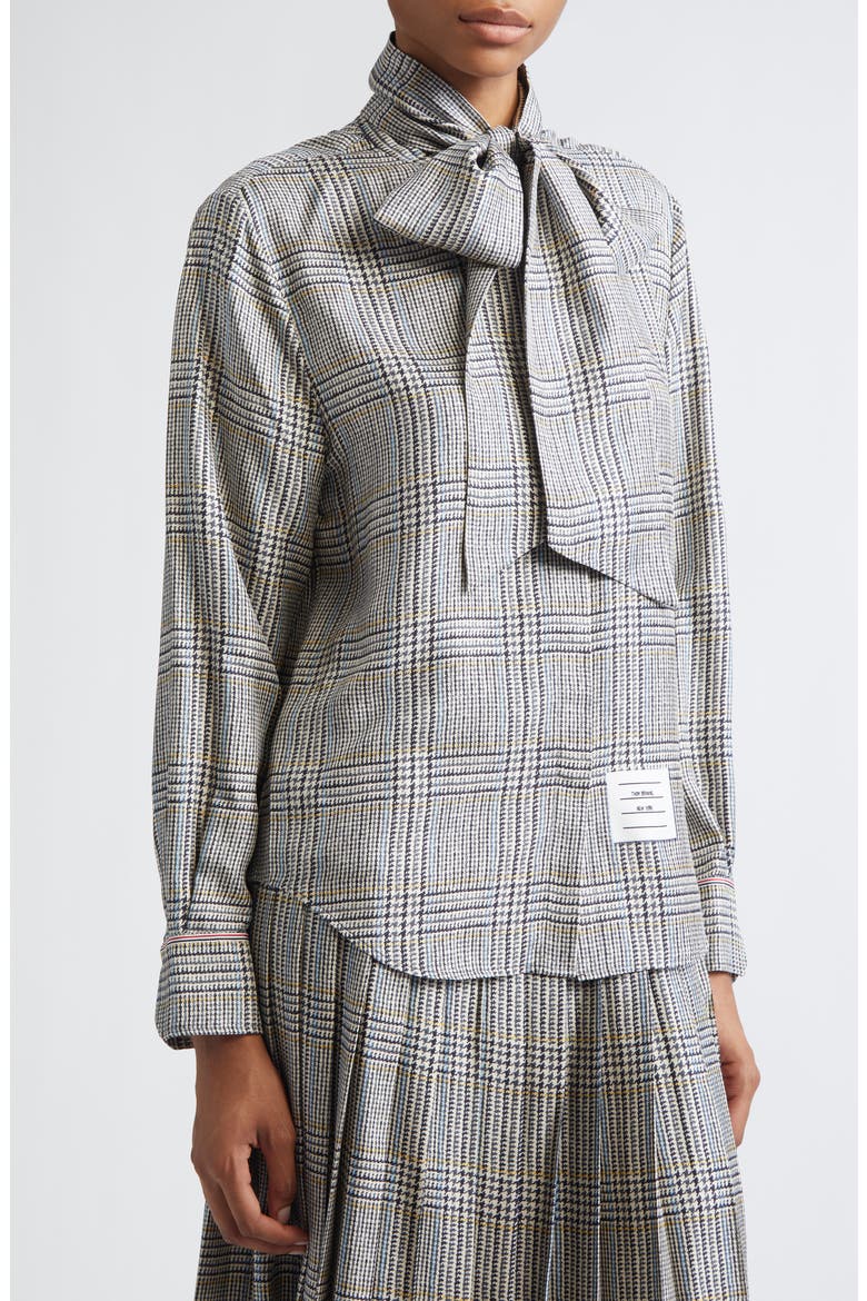 Pow Hunting Bow Silk Tweed Button-Up Shirt, Alternate, color, BLACK/ WHITE