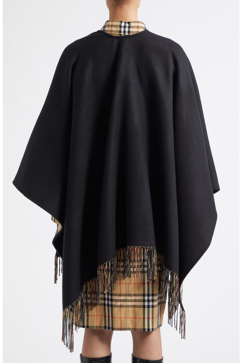 Reversible Wool Cape, Alternate, color, BLACK