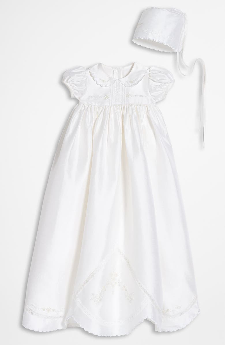 Little Things Mean a Lot Dupioni Silk Christening Gown, Main, color, White
