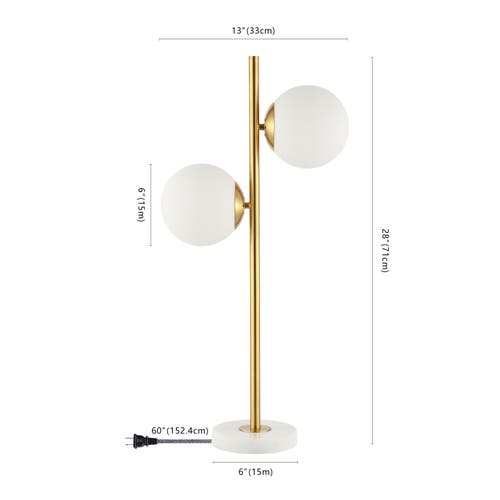 Jonathan Y Amelie 28in 2-light Coastal Vintage Iron Led Table Lamp In Brass Gold