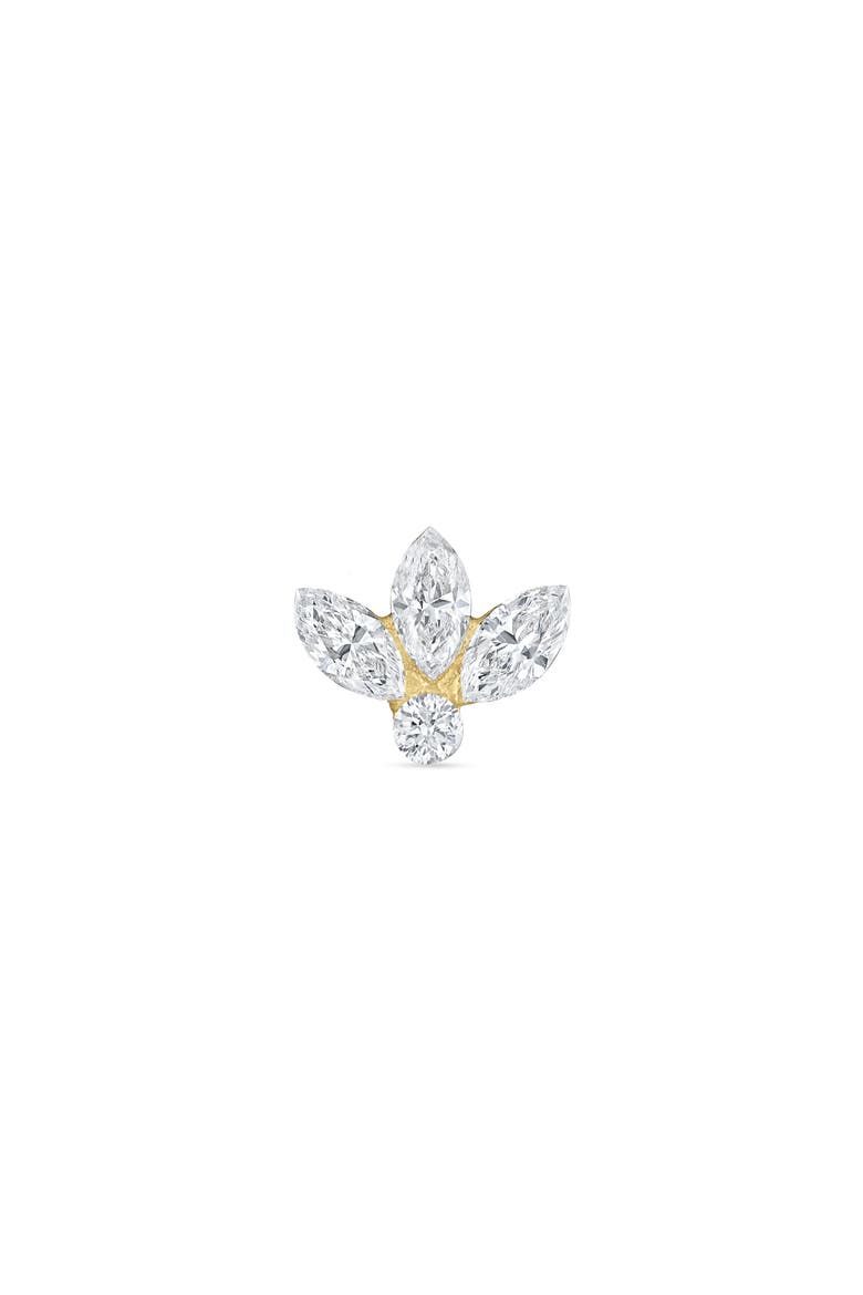 Invisible Diamond Lotus Threaded Stud Earring, Alternate, color, YELLOW GOLD