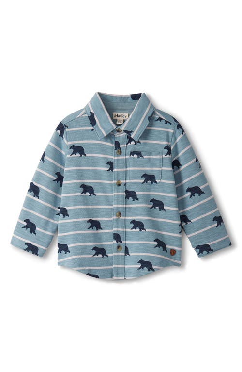 Hatley Bear Print Knit Cotton Button-Up Shirt in Arona  product
