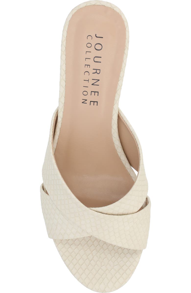 Journee Collection Berkly Snake-Embossed Slide Sandal, Alternate, color, Bone