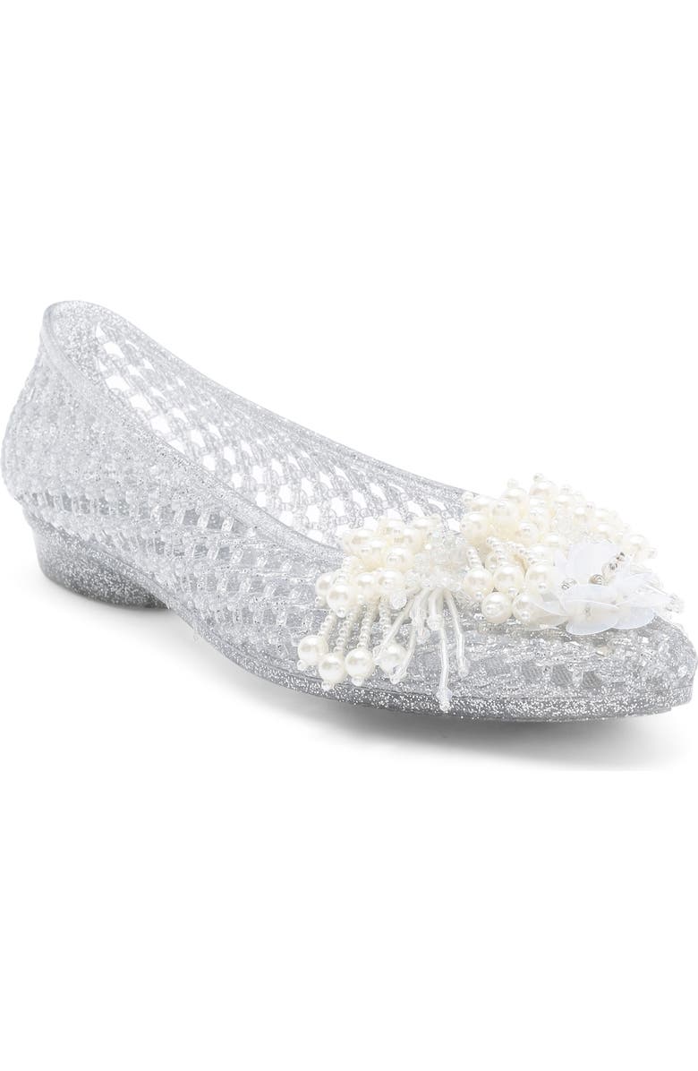 Jeffrey Campbell Whimzy Jelly Flat, Main, color, Silver Glitter Pearl