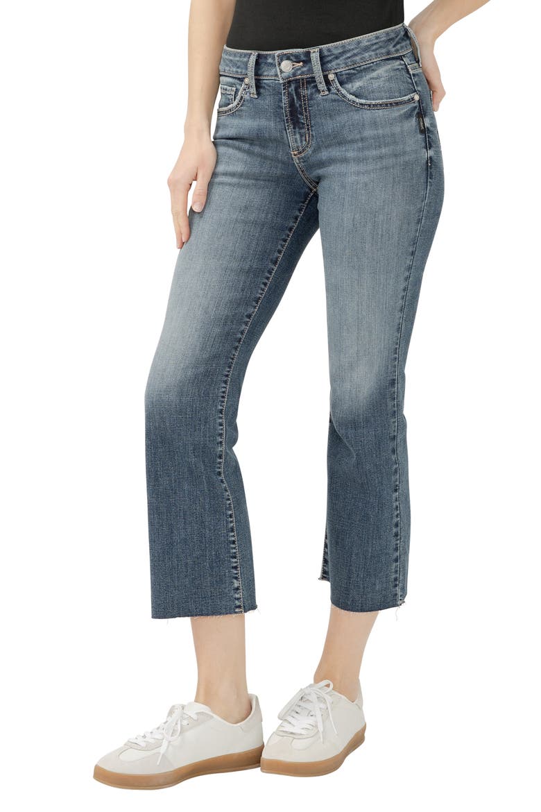 Suki Curvy Raw Hem Mid Rise Kick Flare Jeans, Alternate, color, GLORY