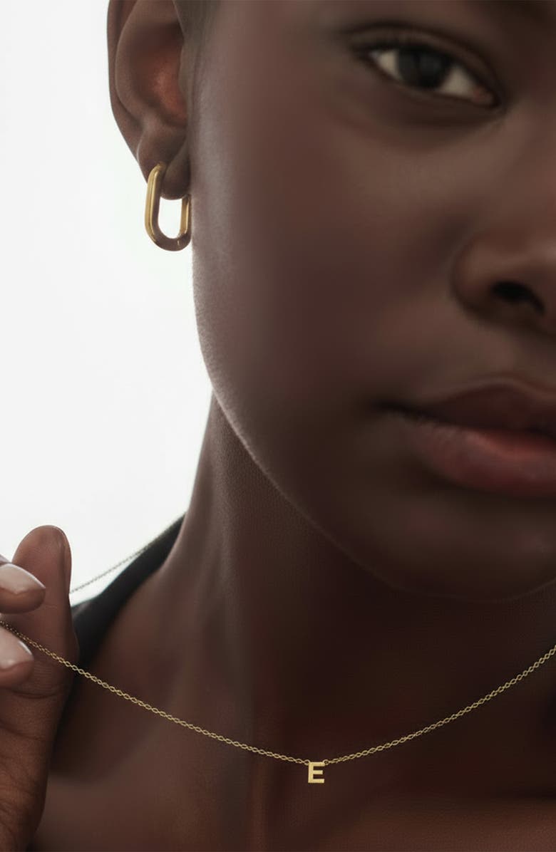 Oak & Luna Inez Initial Necklace -  18K Gold Plated Silver, Alternate, color, Letter E