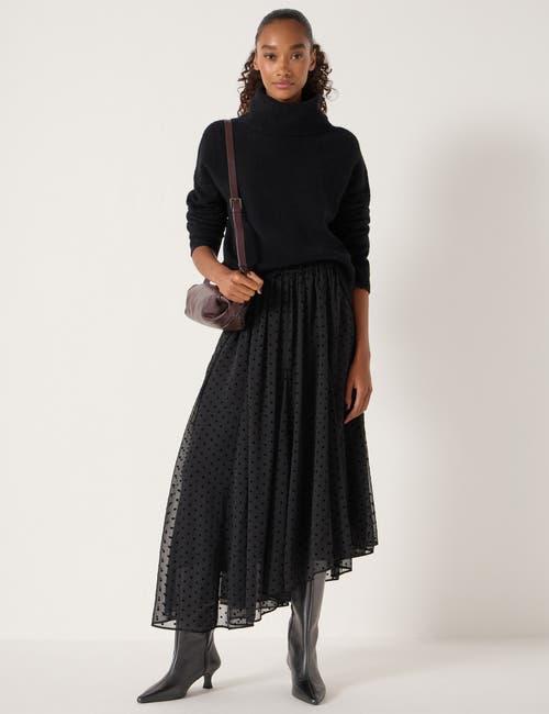 Hush Asymmetrical Flocked Spot Skirt In Black