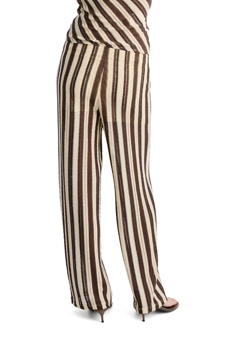 Stripe Open Stitch Knit Pants, Alternate, color, BROWN