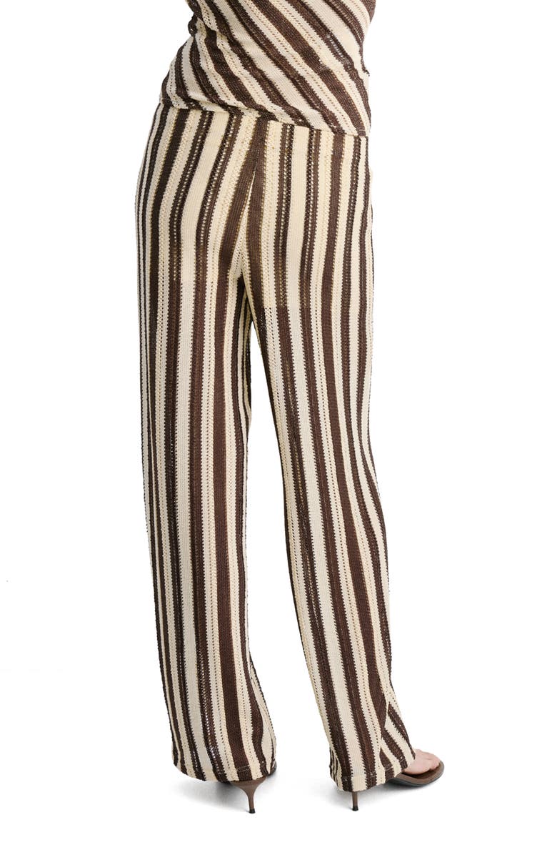 MANGO Stripe Open Stitch Knit Pants, Alternate, color,