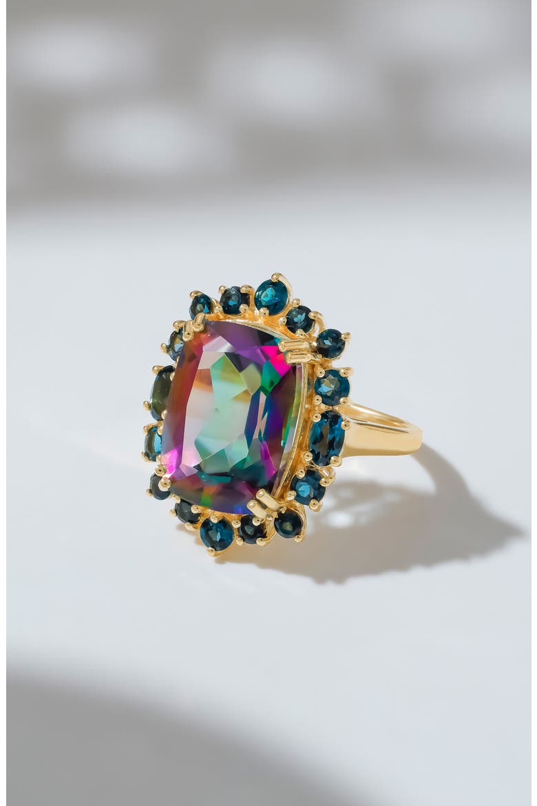 London Blue Doublet Quartz & Rhodolite Garnet Statement Ring, Alternate, color, PINK