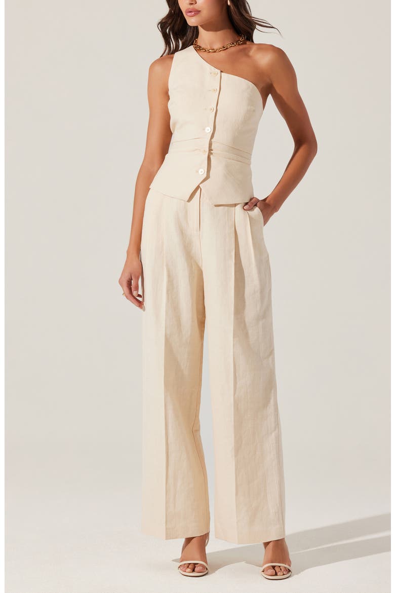 Bryony One-Shoulder Cotton & Linen Vest, Alternate, color, CREAM