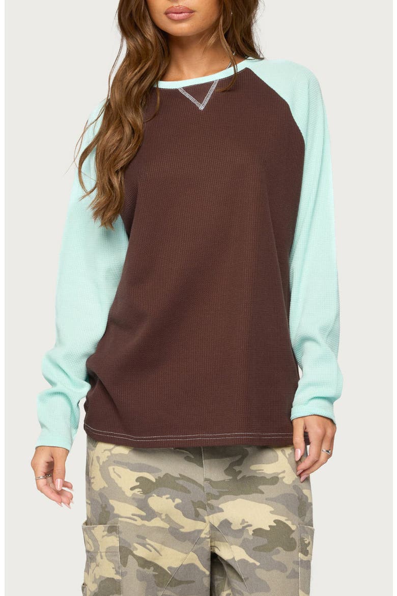 Me Time Oversize Waffle Knit Top, Main, color, BROWN