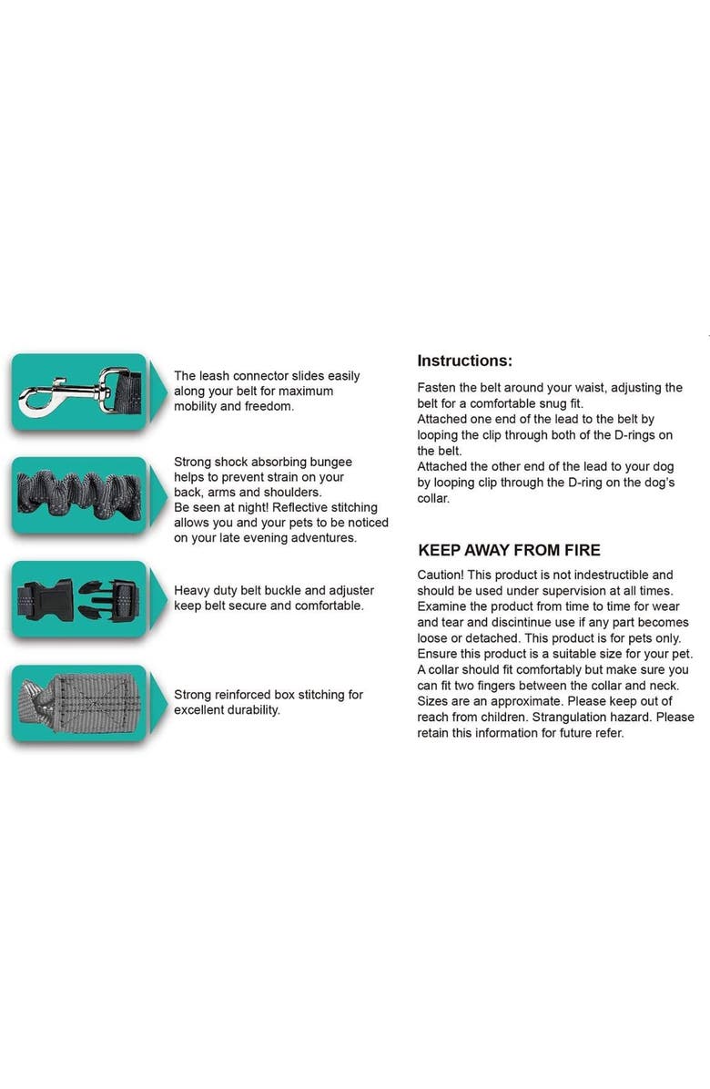 JESPET Hands Free Bungee Dog Leash Green, Medlg Dogs, Up To 150Lb, Alternate, color, Green