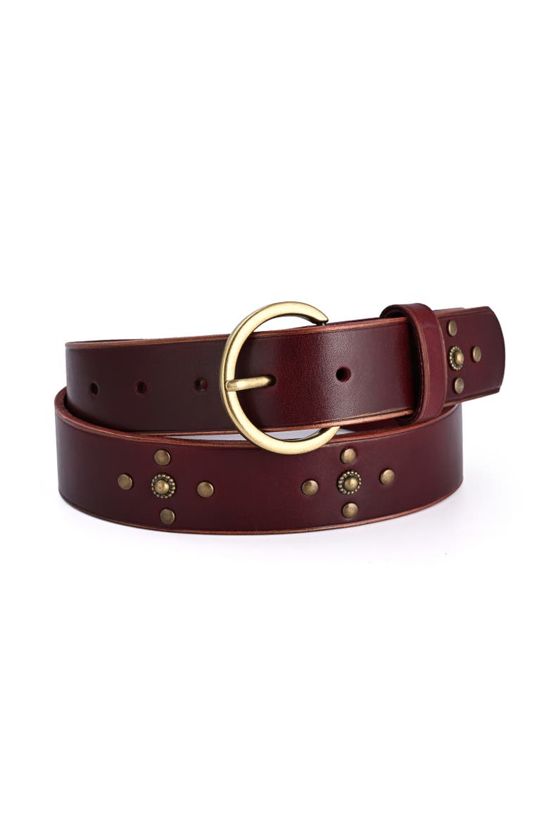 Gia Genuine Leather Studded Vintage Inspired Belt, Main, color, Red