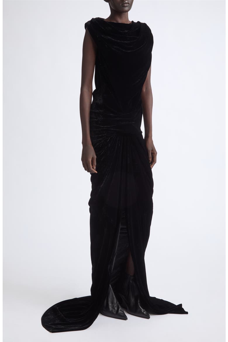 Velvet Strutter Gown, Main, color, BLACK