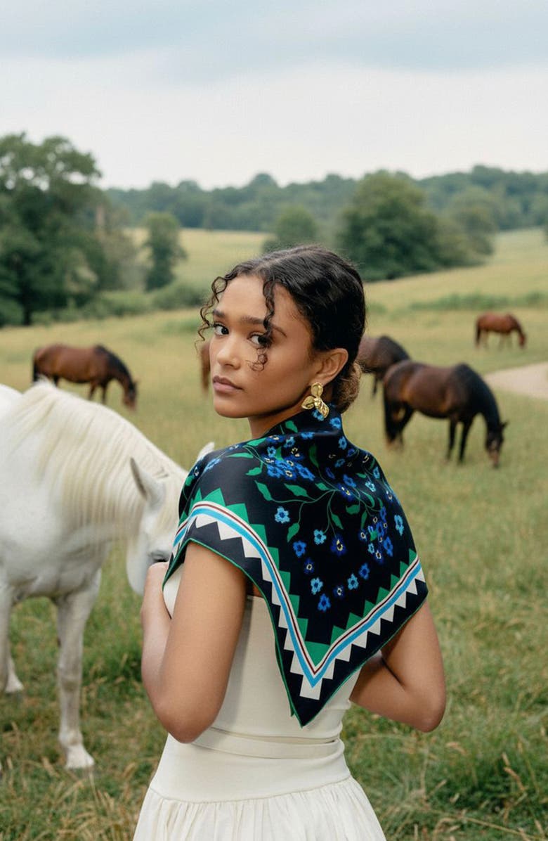 Jessie Zhao New York Garden Nocturne Double Sided Silk Scarf, Alternate, color, Black