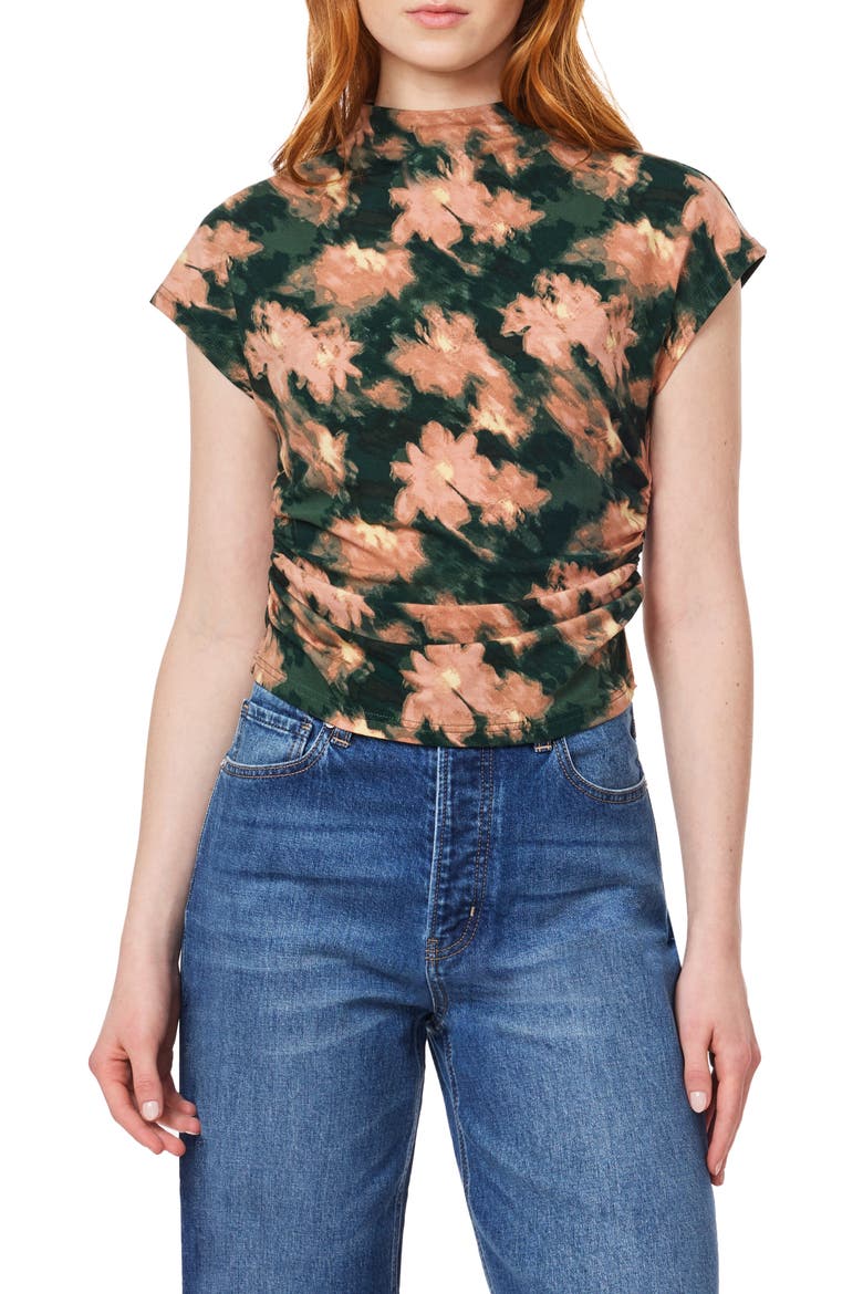Floral Dolman Funnel Neck Knit Top, Main, color, SCARAB BLURRED FLORAL