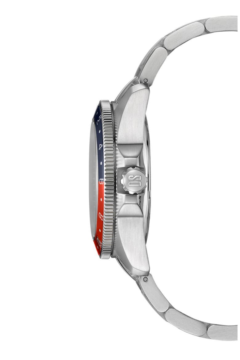 DS Action GMT Automatic Bracelet Watch, 41mm, Alternate, color, STAINLESS STEEL / BLUE DIAL