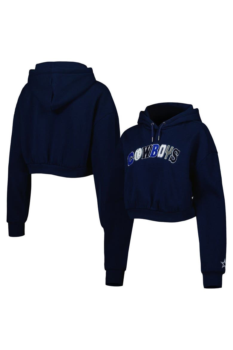 Women's The Wild Collective Navy Dallas Cowboys Cropped Pullover Hoodie, Main, color, Navy