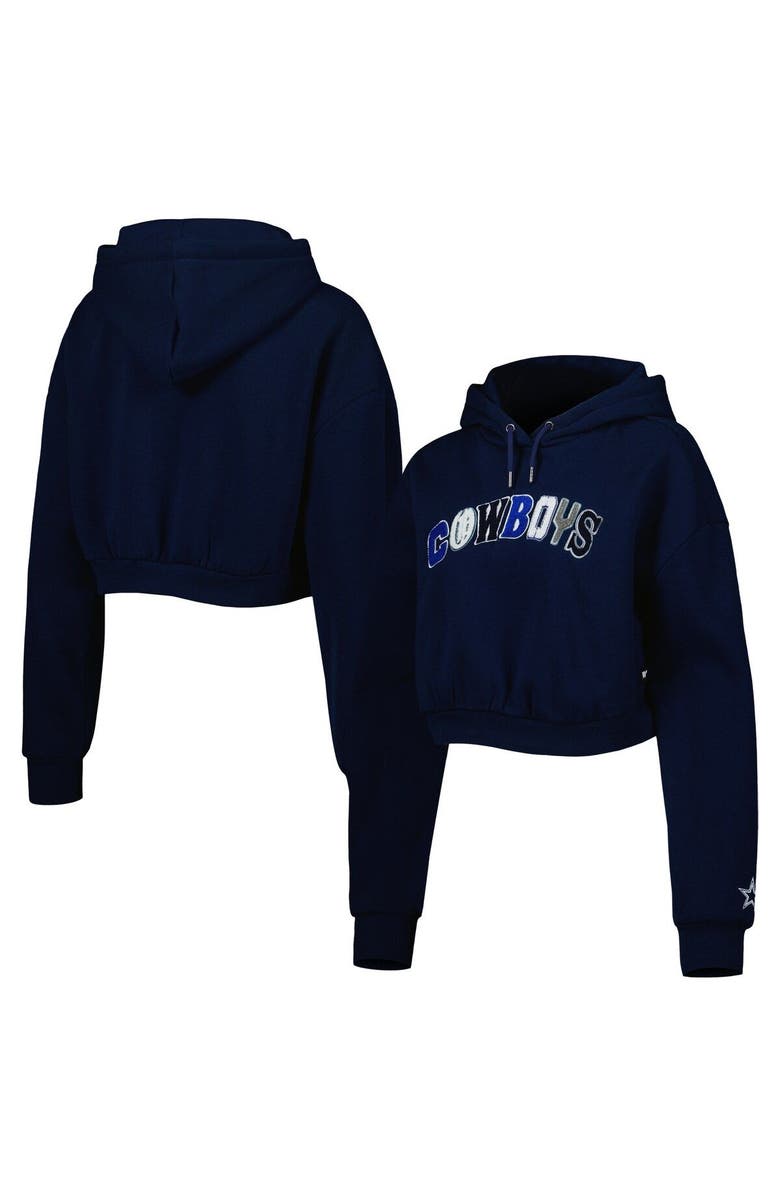 THE WILD COLLECTIVE Women's The Wild Collective Navy Dallas Cowboys Cropped Pullover Hoodie, Main, color,