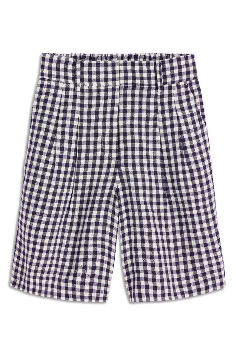 Boden Kensington Gingham Linen Shorts, Alternate, color, Navy Ivory Gingham