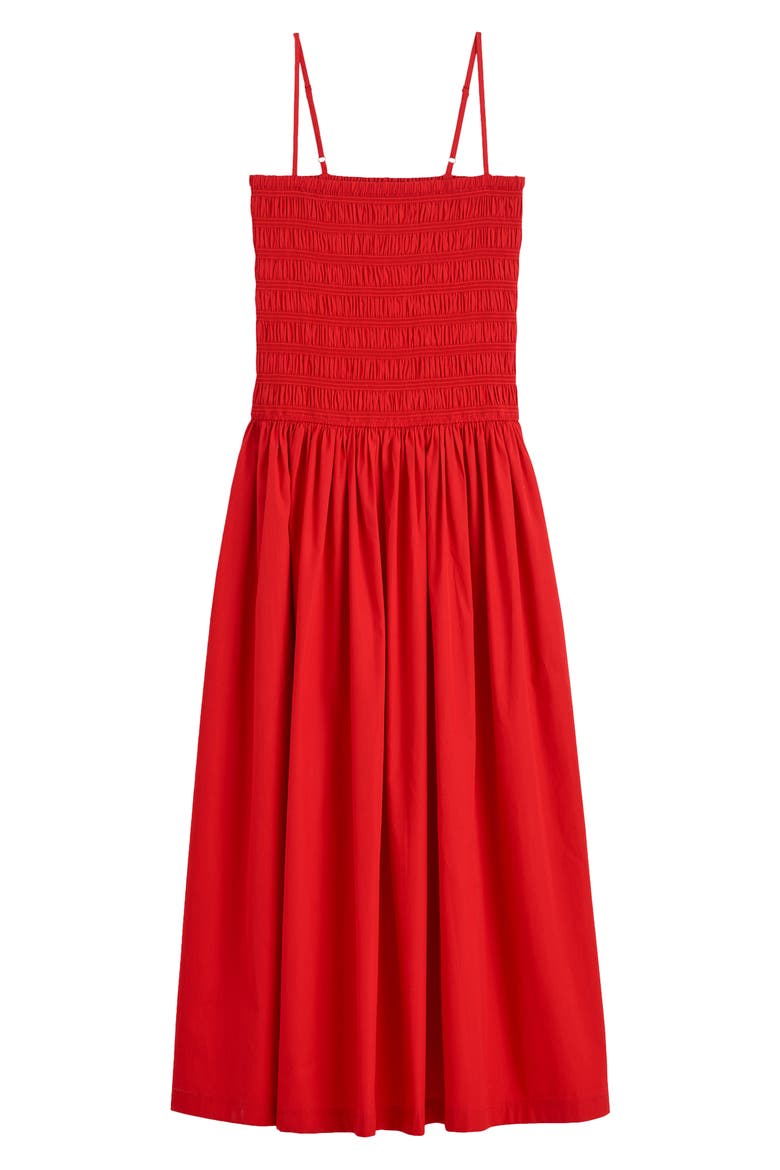Smocked Cotton Poplin Maxi Dress, Alternate, color, FESTIVAL RED