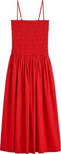 Smocked Cotton Poplin Maxi Dress