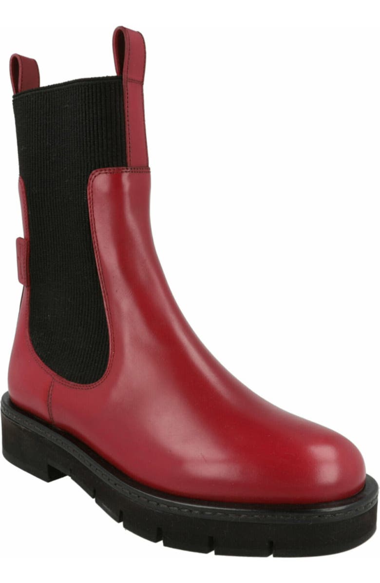 FERRAGAMO Rook Leather Chelsea Boot, Main, color, Red