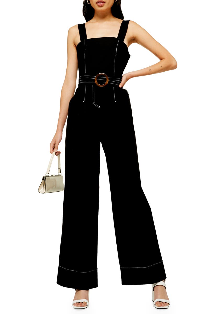 Topshop Topstitch Utility Sleeveless Jumpsuit, Main, color, 