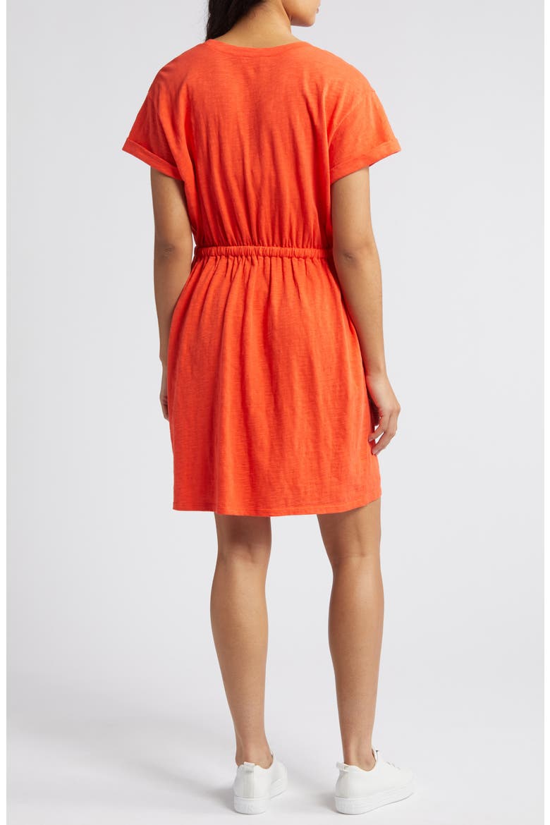 Drawstring Waist Organic Cotton T-Shirt Dress, Alternate, color, RED GRENADINE