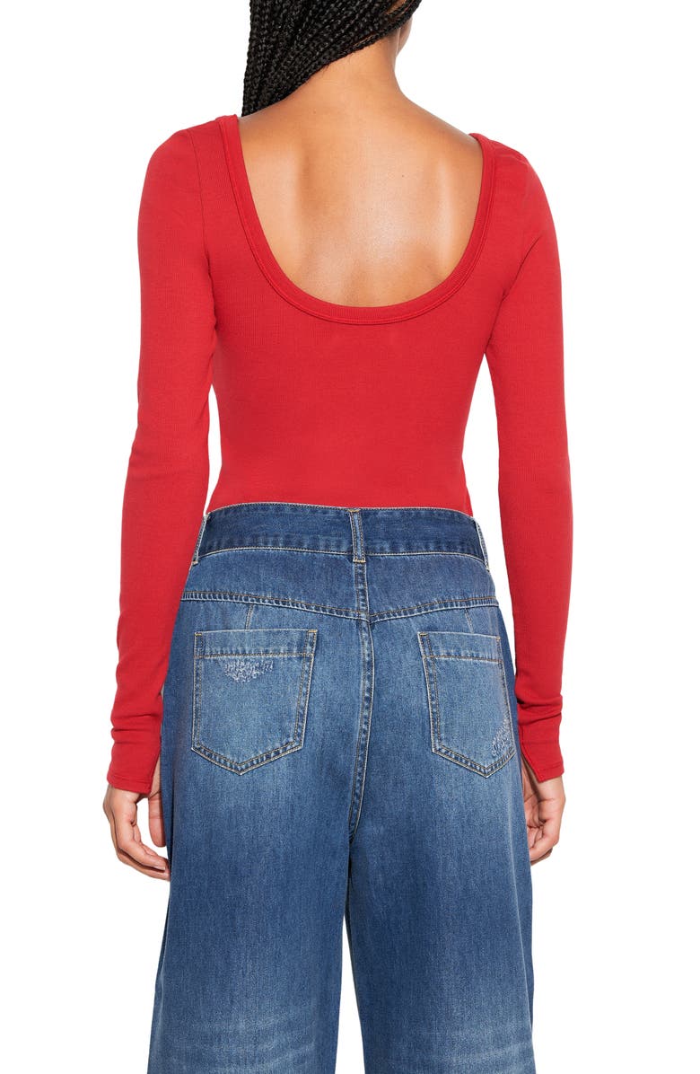 Spiritual Gangster Chrissie Long Sleeve Ribbed Crop Top, Alternate, color, Red Heart
