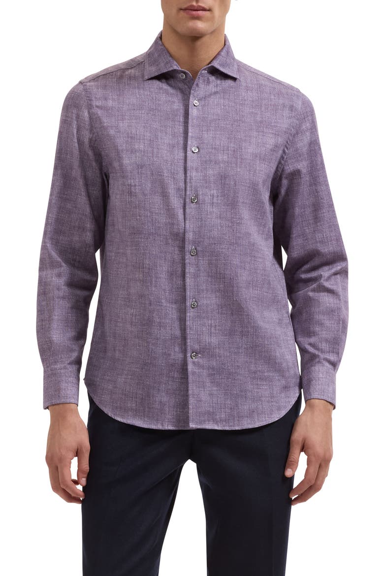 Alvin Shaped Fit Long Sleeve Cotton Shirt, Main, color, AMETHYST