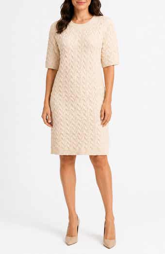 Short Sleeve Cable Knit Sheath Dress