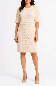 Nanette Lepore Short Sleeve Cable Knit Sheath Dress