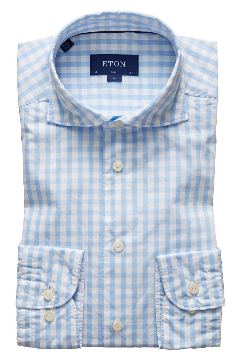 Soft Casual Line Slim Fit Plaid Shirt, Main, color, BLUE