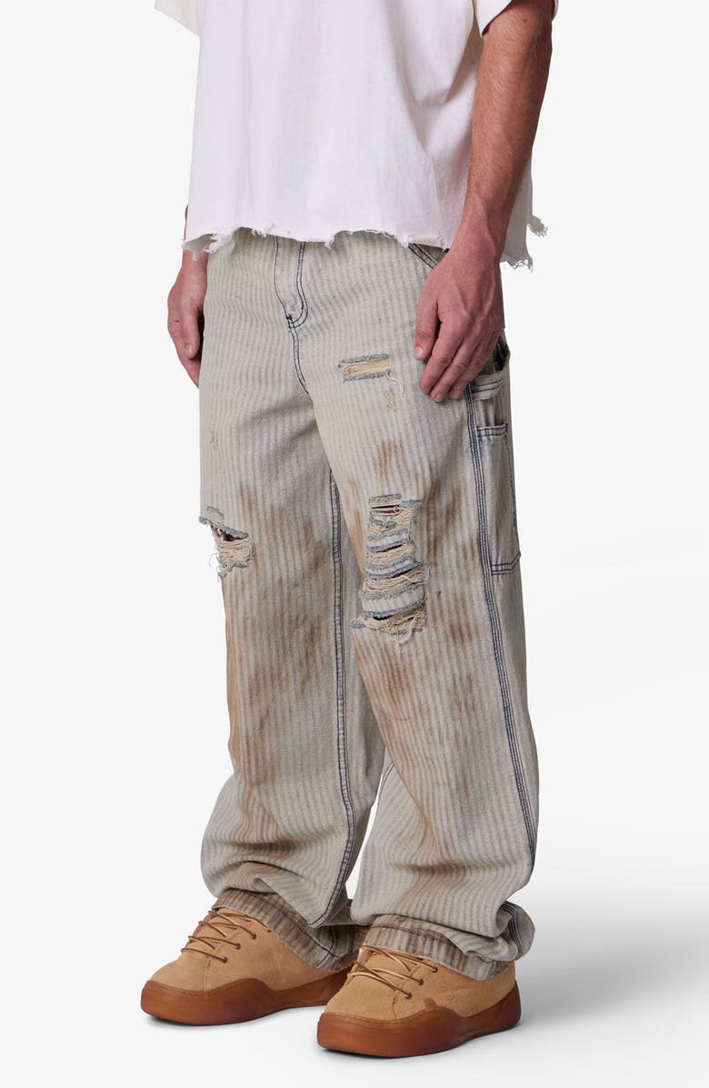 mnml Ultra Baggy Ripped Railroad Stripe Carpenter Jeans, Alternate, color, Multi