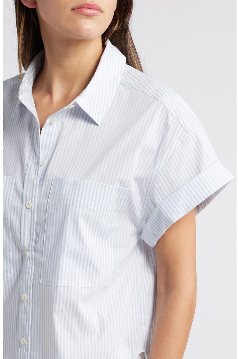 Stripe Short Sleeve Button-Up Shirt, Alternate, color, LIGHT CHAMBRAY MULTI