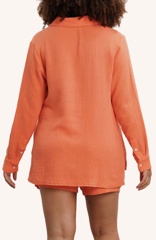 Nom Maternity The Easy Maternity Button-up Shirt In Orange