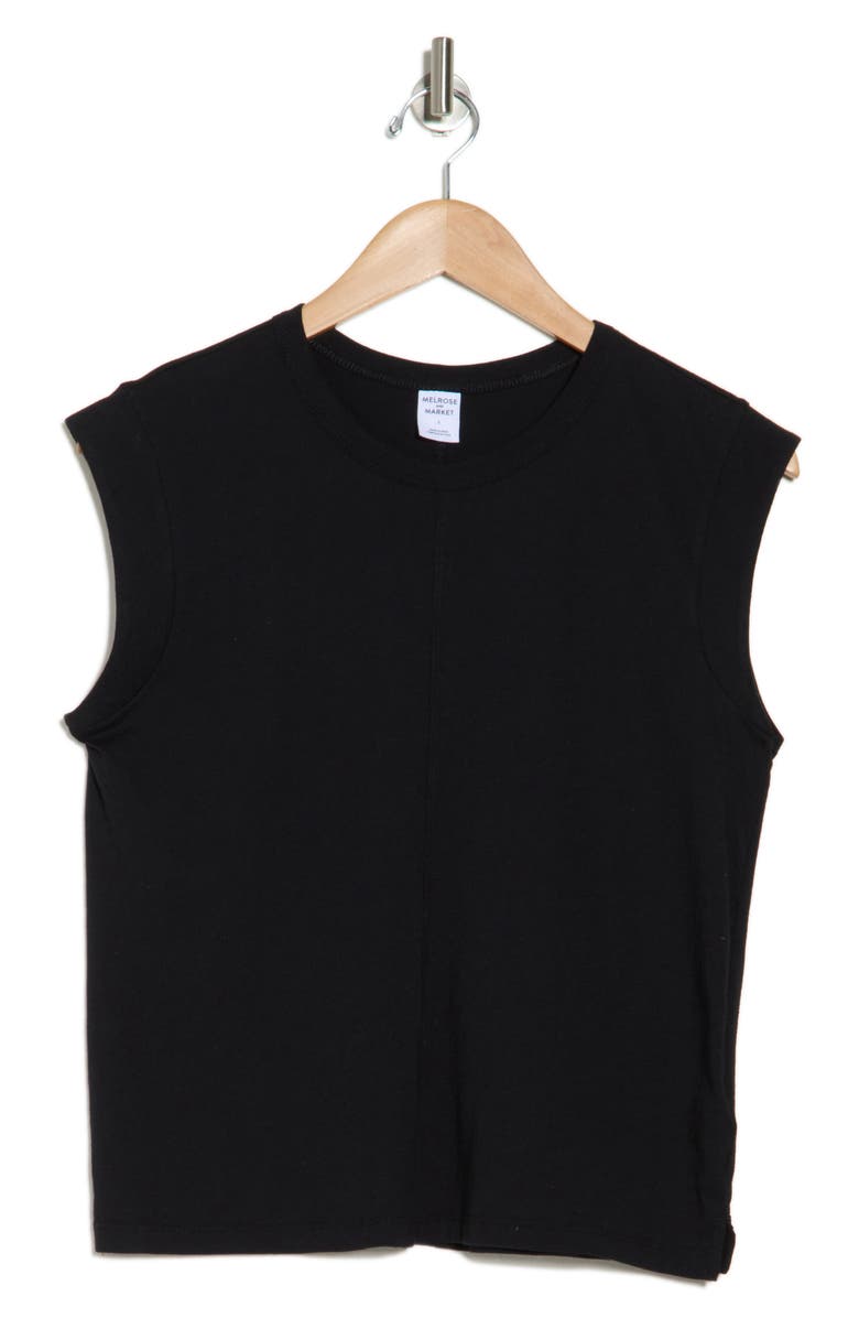 Melrose and Market Cotton Muscle Tank, Alternate, color, Black