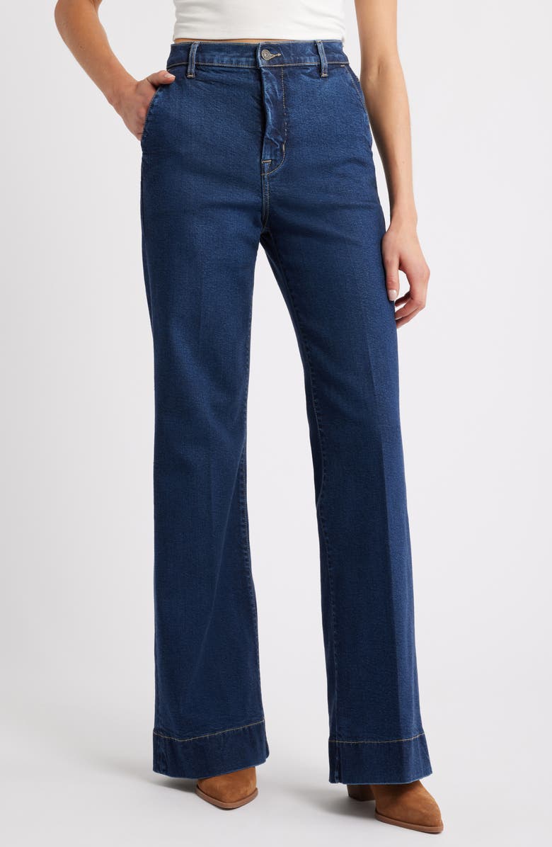 HIDDEN JEANS High Waist Flare Trouser Jeans, Main, color, Dark Wash