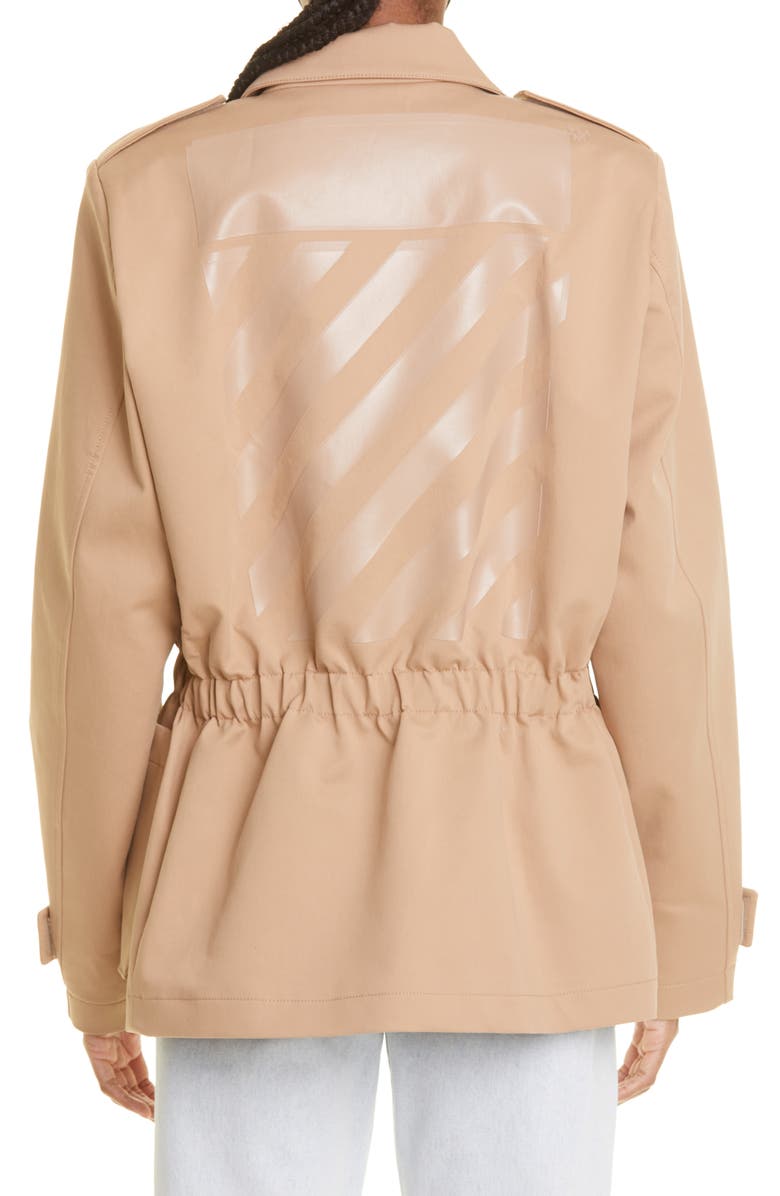 Off-White Diagonal Stripe Stretch Cotton Field Jacket, Alternate, color,